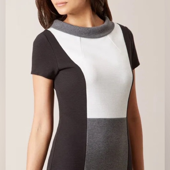 Hobbs London Cordelia Dress Size 8 Black Gray Colorblock Sheath Office NWT - Picture 4 of 12